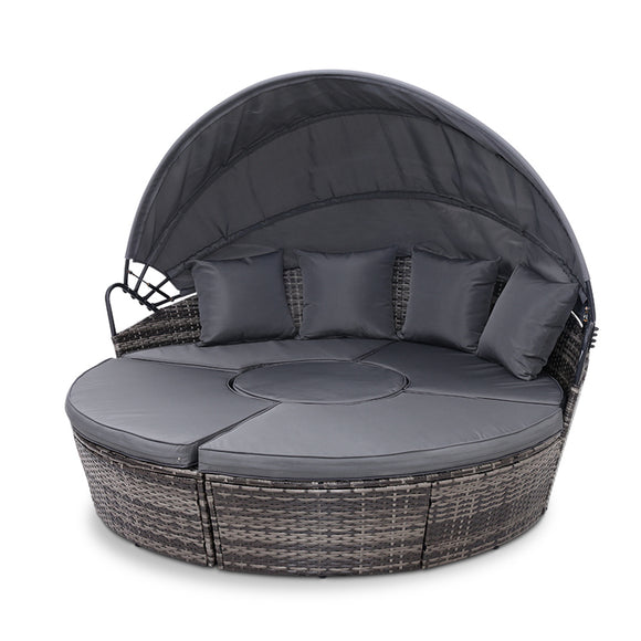 NNEDSZ Lounge Setting Sofa Patio Furniture Wicker Garden Rattan Set Day Bed Grey