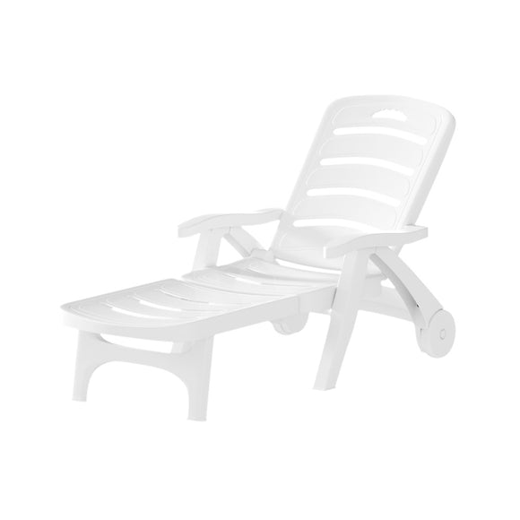 NNEDSZ Sun Lounger Folding Chaise Lounge Chair Wheels Patio Outdoor Furniture