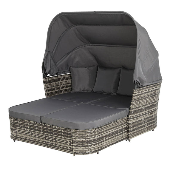 NNEDSZ Outdoor Sun Lounge Setting Patio Furniture Wicker Sofa Garden Day Bed