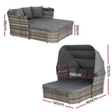 NNEDSZ Outdoor Sun Lounge Setting Patio Furniture Wicker Sofa Garden Day Bed