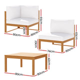 NNEDSZ 5 Pieces Outdoor Sofa Set 4-Seater Acacia Wood Corner Lounge Setting