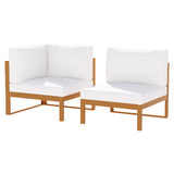 NNEDSZ 5 Pieces Outdoor Sofa Set 4-Seater Acacia Wood Corner Lounge Setting