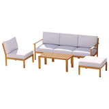NNEDSZ 6pcs Outdoor Sofa Set 5-Seater Wooden Lounge Setting Garden Table Chairs