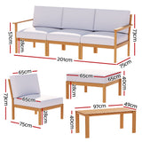 NNEDSZ 6pcs Outdoor Sofa Set 5-Seater Wooden Lounge Setting Garden Table Chairs