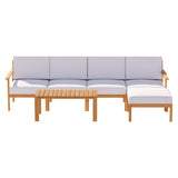 NNEDSZ 6pcs Outdoor Sofa Set 5-Seater Wooden Lounge Setting Garden Table Chairs
