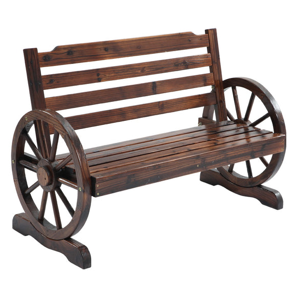 NNEDSZ Wooden Wagon Wheel Bench - Brown