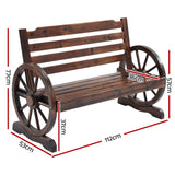 NNEDSZ Wooden Wagon Wheel Bench - Brown