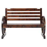 NNEDSZ Wooden Wagon Wheel Bench - Brown