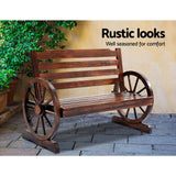 NNEDSZ Wooden Wagon Wheel Bench - Brown