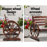 NNEDSZ Wooden Wagon Wheel Bench - Brown