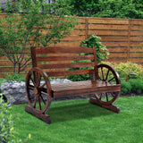 NNEDSZ Wooden Wagon Wheel Bench - Brown