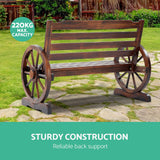 NNEDSZ Wooden Wagon Wheel Bench - Brown