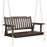 NNEDSZ Porch Swing Chair with Chain Garden Bench Outdoor Furniture Wooden Brown