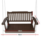 NNEDSZ Porch Swing Chair with Chain Garden Bench Outdoor Furniture Wooden Brown