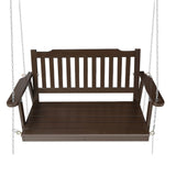 NNEDSZ Porch Swing Chair with Chain Garden Bench Outdoor Furniture Wooden Brown