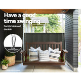 NNEDSZ Porch Swing Chair with Chain Garden Bench Outdoor Furniture Wooden Brown