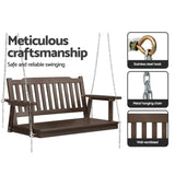 NNEDSZ Porch Swing Chair with Chain Garden Bench Outdoor Furniture Wooden Brown