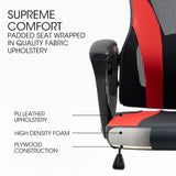 NNEMB Ergonomic Gaming Desk Chair-Height Adjustable Lumbar Support-Mesh Fabric-Faux Leather-Headrest-Black/Red