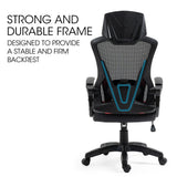 NNEMB Ergonomic Gaming Desk Chair-Height Adjustable Lumbar Support-Mesh Fabric-Faux Leather-Headrest-Black/Red