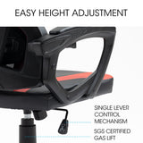 NNEMB Ergonomic Gaming Desk Chair-Height Adjustable Lumbar Support-Mesh Fabric-Faux Leather-Headrest-Black/Red