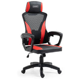 NNEMB Ergonomic Gaming Desk Chair-Height Adjustable Lumbar Support-Mesh Fabric-Faux Leather-Headrest-Black/Red