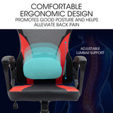 NNEMB Ergonomic Gaming Desk Chair-Height Adjustable Lumbar Support-Mesh Fabric-Faux Leather-Headrest-Black/Red