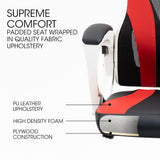 NNEMB Ergonomic Office Desk Chair-Height Adjustable Lumbar Support-Mesh Fabric-Faux Leather-Headrest-White/Black/Red