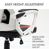 NNEMB Ergonomic Office Desk Chair-Height Adjustable Lumbar Support-Mesh Fabric-Faux Leather-Headrest-White/Black/Red