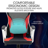 NNEMB Ergonomic Office Desk Chair-Height Adjustable Lumbar Support-Mesh Fabric-Faux Leather-Headrest-White/Black/Red