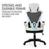 NNEMB Ergonomic Office Desk Chair-Height Adjustable Lumbar Support-Mesh Fabric-Faux Leather-Headrest-White/Black/Red