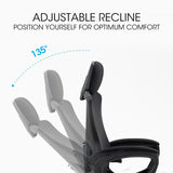 NNEMB Ergonomic Office Desk Chair-Height Adjustable Lumbar Support-Mesh Fabric-Headrest-Black