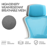 NNEMB Ergonomic Office Desk Chair-Height Adjustable Lumbar Support-Mesh Fabric-Headrest-White/Grey