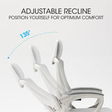 NNEMB Ergonomic Office Desk Chair-Height Adjustable Lumbar Support-Mesh Fabric-Headrest-White/Grey