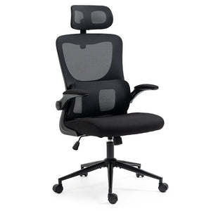 NNEMB Ergonomic Office Desk Chair-Lumbar Support-Mesh Fabric-Adjustable Headrest-Retractable Armrests-Black