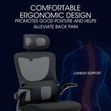 NNEMB Ergonomic Office Desk Chair-Lumbar Support-Mesh Fabric-Adjustable Headrest-Retractable Armrests-Black
