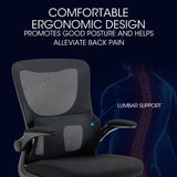NNEMB Ergonomic Office Desk Chair-10 Position Lumbar Support-Mesh Fabric-Retractable Armrests-Black