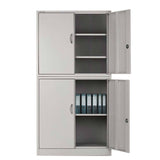 NNEMB 4-Door Steel Stationary Cabinet-Cam Locks-Shelves-Grey
