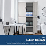NNEMB 4-Door Steel Stationary Cabinet-Cam Locks-Shelves-Grey