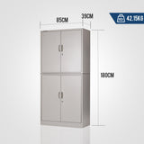 NNEMB 4-Door Steel Stationary Cabinet-Cam Locks-Shelves-Grey