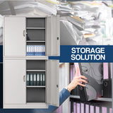 NNEMB 4-Door Steel Stationary Cabinet-Cam Locks-Shelves-Grey