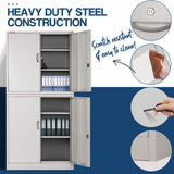 NNEMB 4-Door Steel Stationary Cabinet-Cam Locks-Shelves-Grey