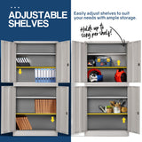 NNEMB 4-Door Steel Stationary Cabinet-Cam Locks-Shelves-Grey