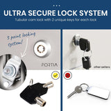 NNEMB 4-Door Lockable Steel Stationary Storage Cabinet-Display Windows-2 Drawers-Grey