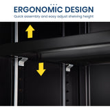 NNEMB 4-Door Lockable Steel Stationary Storage Cabinet-Display Windows-2 Drawers-Grey