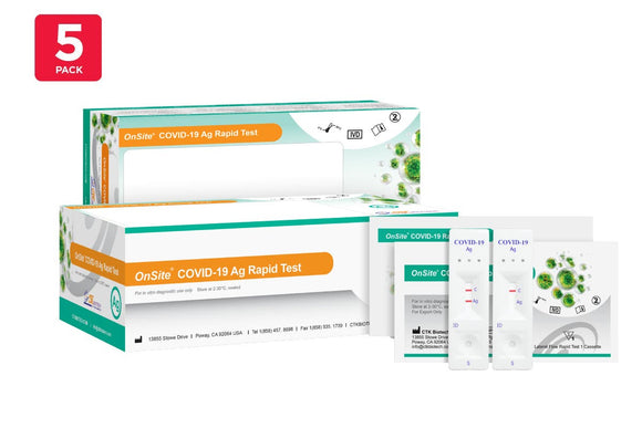 NNEKG OnSite COVID 19 Rapid Antigen Nasal Test 5 Pack
