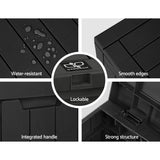 NNEDSZ Gardeon Outdoor Storage Box 118L Container Lockable Indoor Garden Toy Tool Shed Black
