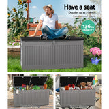 NNEDSZ Outdoor Storage Box Container Garden Toy Indoor Tool Chest Sheds 270L Dark Grey