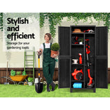 NNEDSZ Outdoor Storage Cabinet Lockable Tall Garden Sheds Garage Adjustable Black 173CM