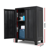 NNEDSZ Outdoor Storage Cabinet Cupboard Lockable Garden Sheds Adjustable Black