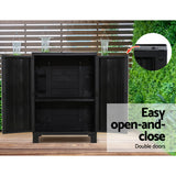 NNEDSZ Outdoor Storage Cabinet Cupboard Lockable Garden Sheds Adjustable Black